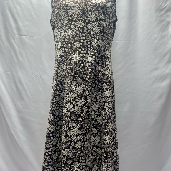 Christopher & Banks Vintage Linen Sleeveless Button Front Brown Floral Dress 10 - Picture 1 of 11